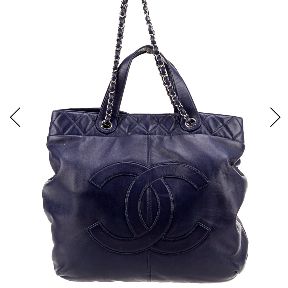 Chanel Blue Quilted Leather Tote Bag